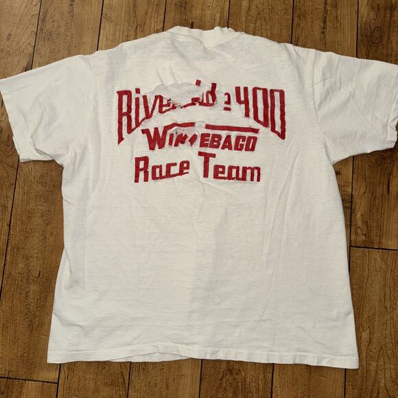 Vintage Distressed Single Stitch Racing T-Shirt Large White 21x24 - Picture 8 of 9